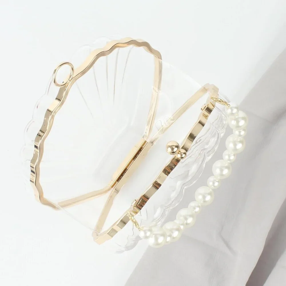 Women Seashell Clutch Acrylic Crossbody Evening Bag Top-Handle Gift